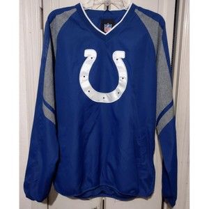 Indianapolis Colts WIndbreaker Pullover NFL Jacket Adult Large Blue White Gray